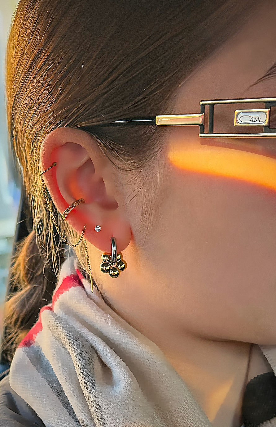 Bicolor Flower-Ohrring